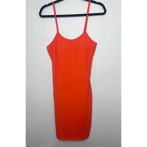 New Look Orange Bodycon Spaghetti Strap Dress Juniors Size XL Padded Bra